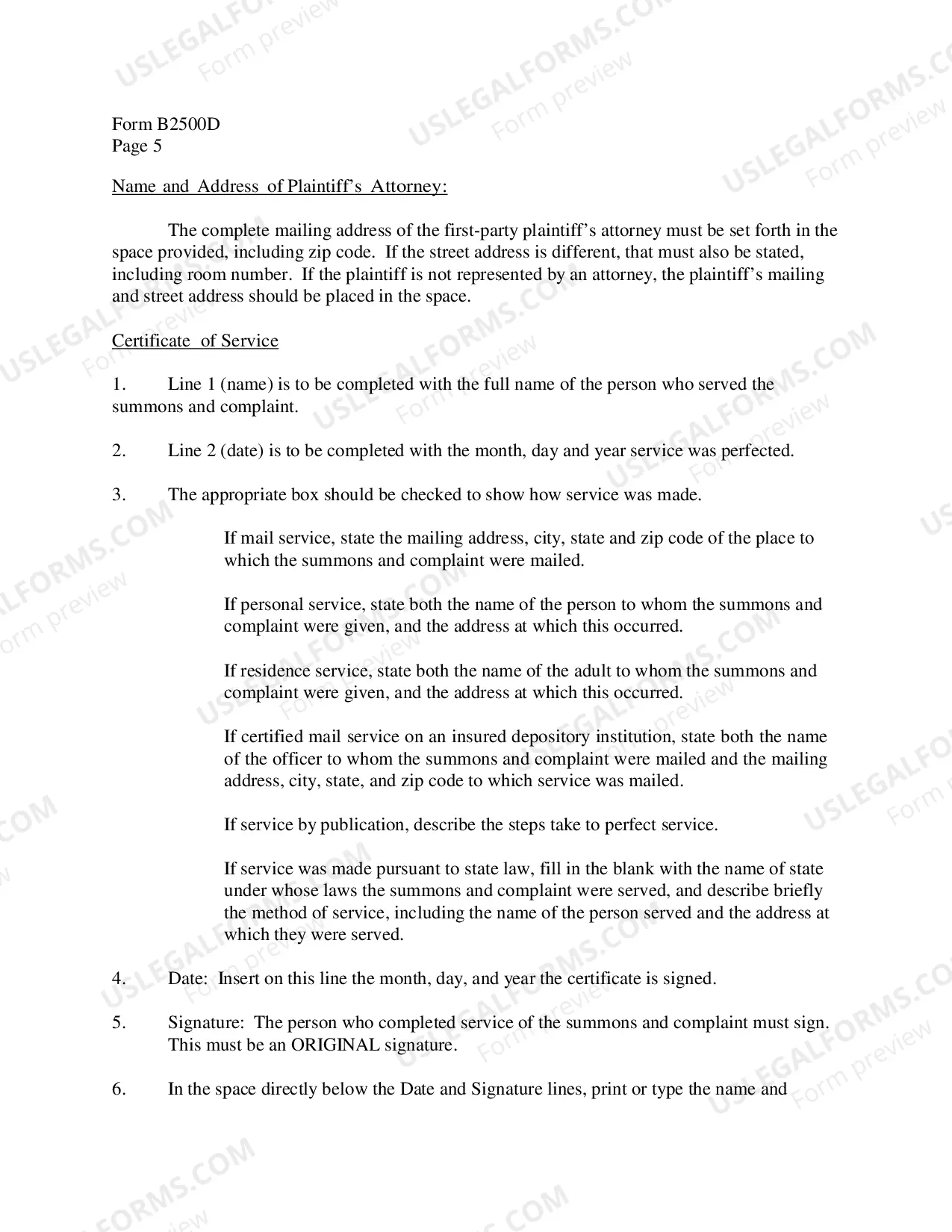 Preview Instructions for Third-Party Summons