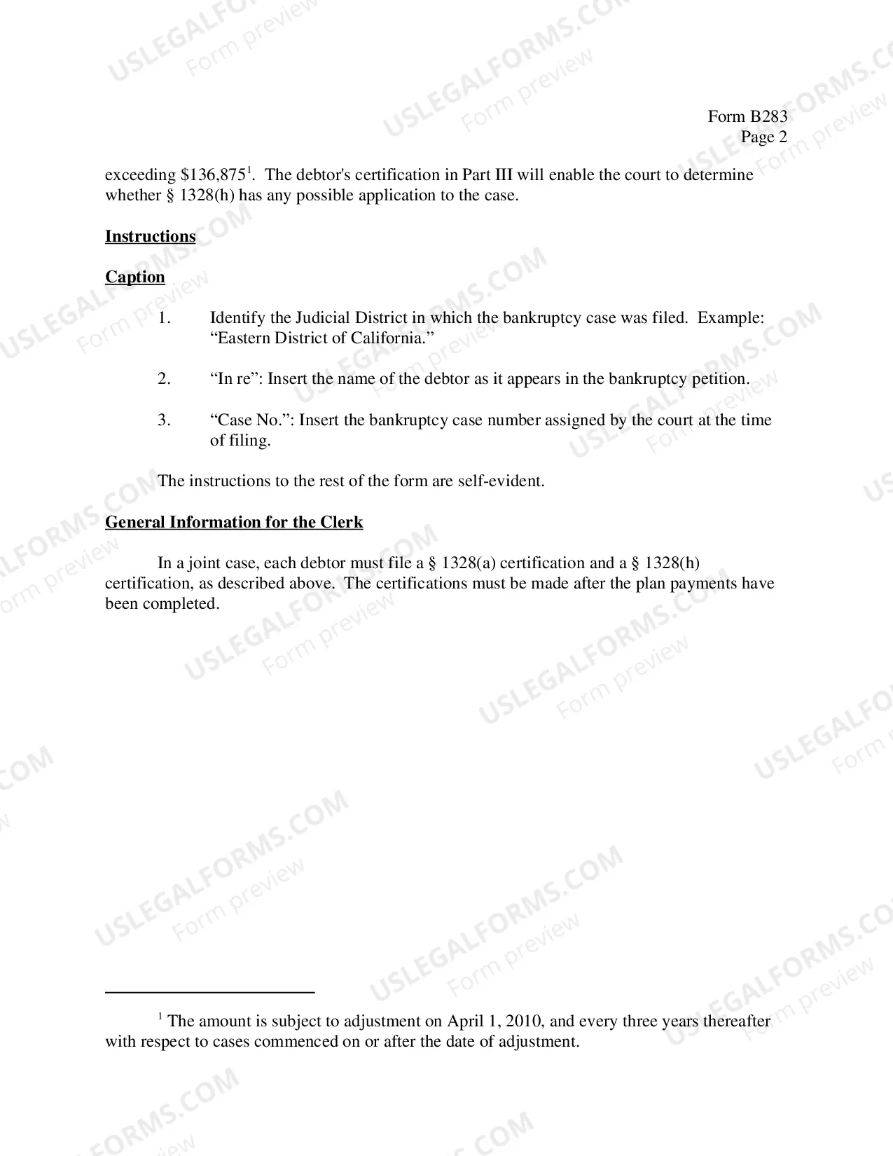 Preview Instructions for Chapter 13 Debtor's Certifications Regarding Domestic Support Obligations and Section 522(q)