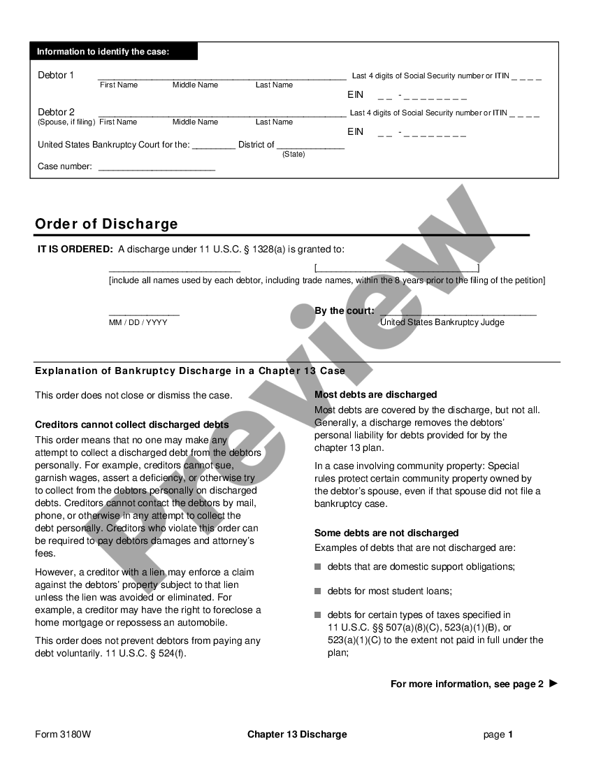 Chapter 13 Discharge US Legal Forms