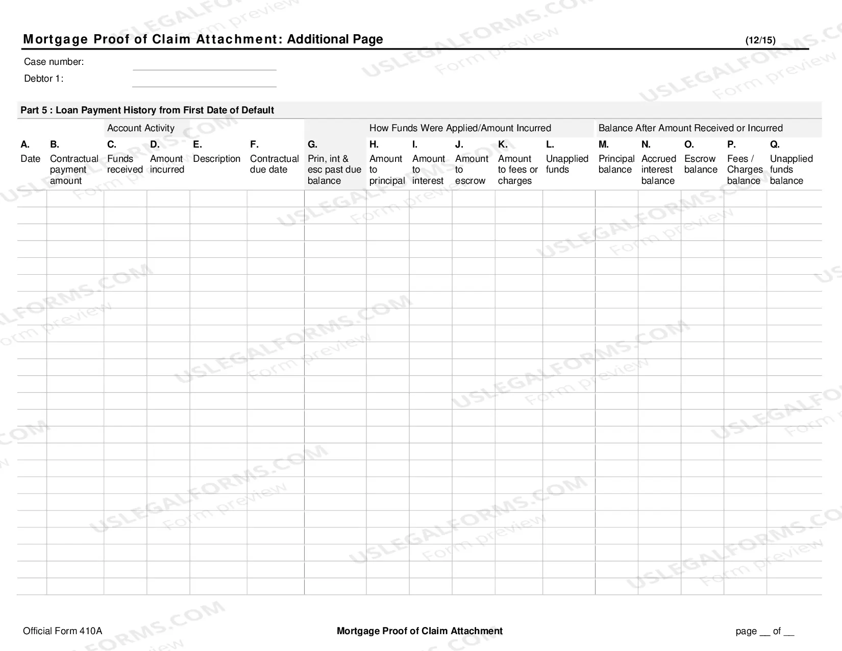 Preview Mortgage Proof of Claim, Attachment A