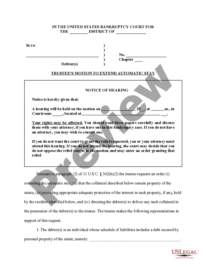 Trustee's motion to prevent termination of automatic stay passive