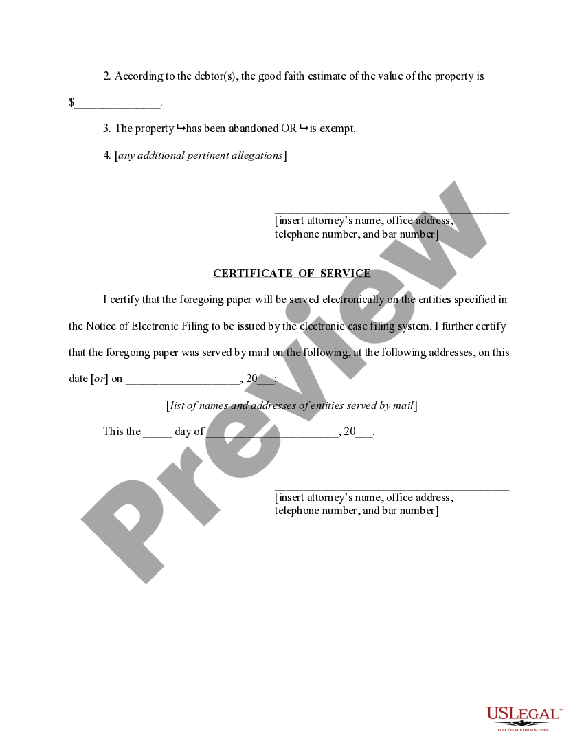 Motion to redeem US Legal Forms