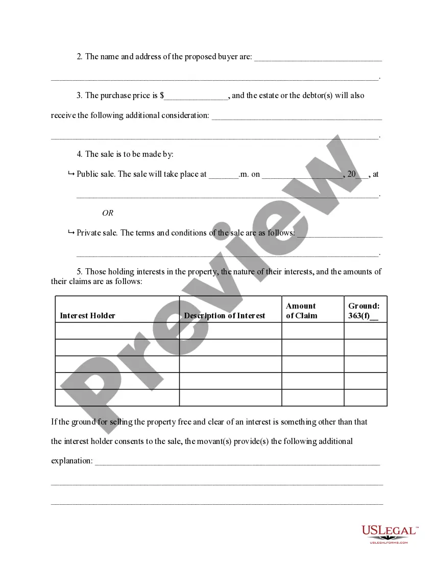 Get Notice of sale combined with motion to sell free and clear Preview Notice of sale combined with motion to sell free and clear