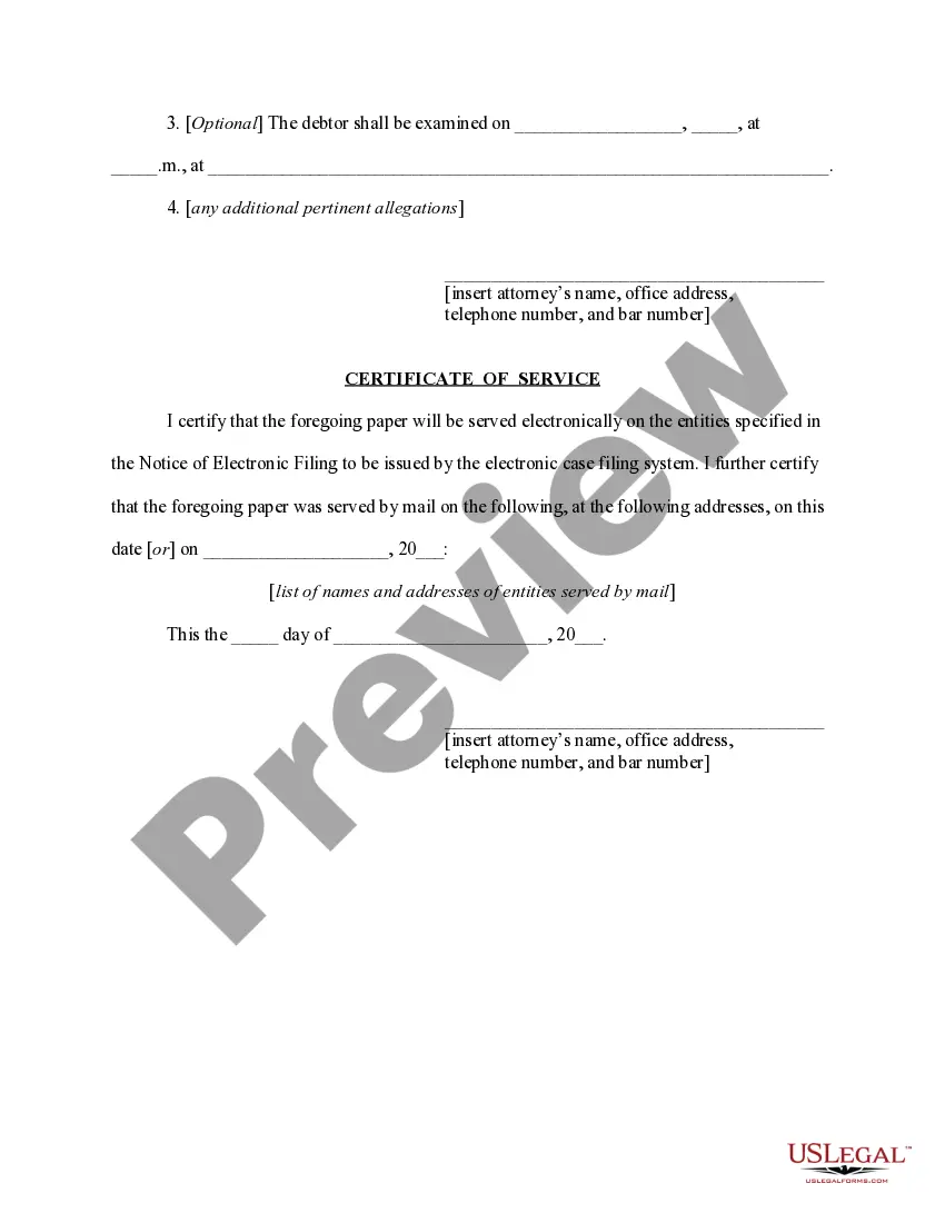 Get Motion for Rule 2004 examination - hearing Preview Motion for Rule 2004 examination - hearing