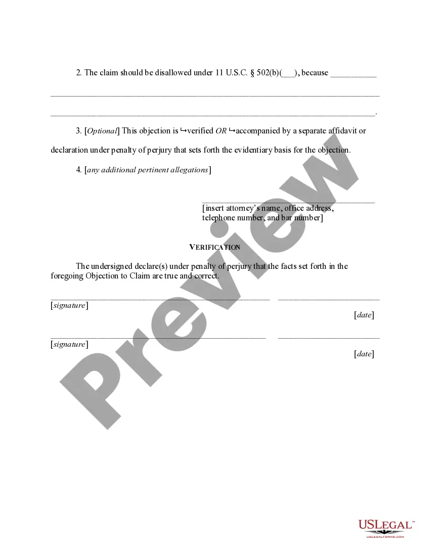 Get Objection to claim (hearing) Preview Objection to claim (hearing)