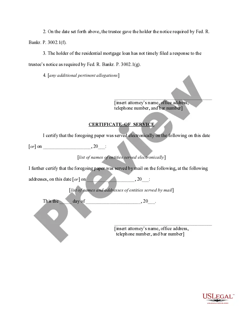 Get Motion to determine final cure and payment (mortgagee's response agrees with trustee's notice) Preview Motion to determine final cure and payment (mortgagee's response agrees with trustee's notice)
