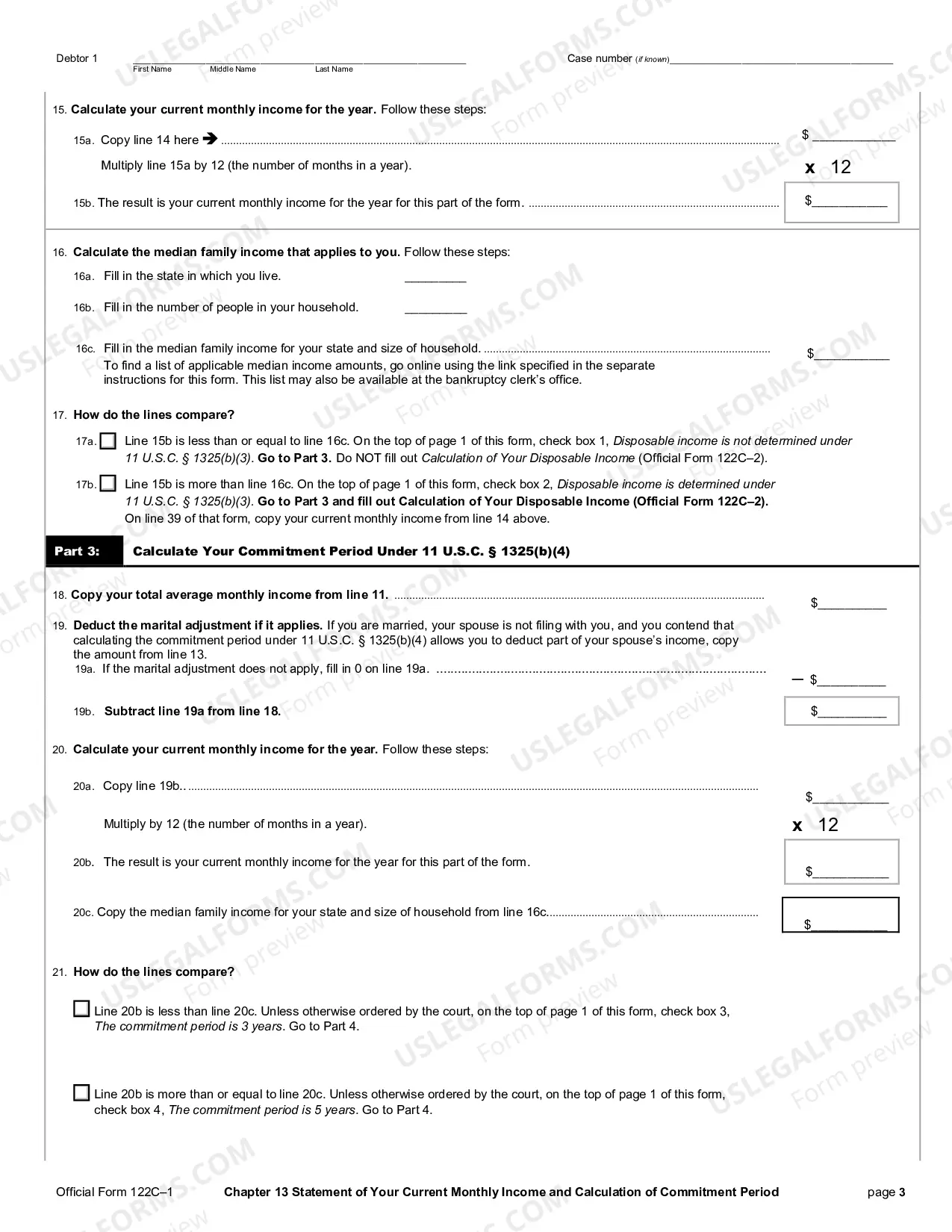Preview Statement of Current Monthly Income and Disposable Income Calculation for Use in Chapter 13 - Post 2005