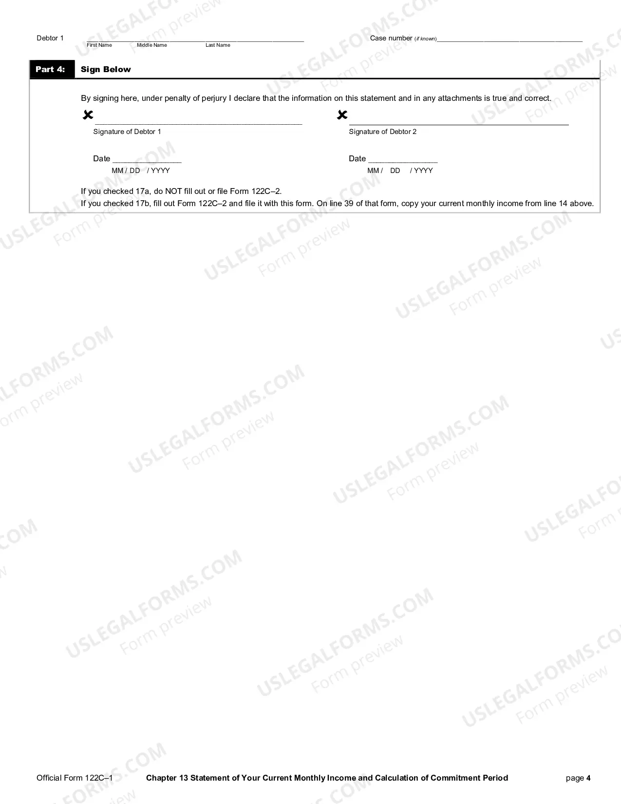 Preview Statement of Current Monthly Income and Disposable Income Calculation for Use in Chapter 13 - Post 2005