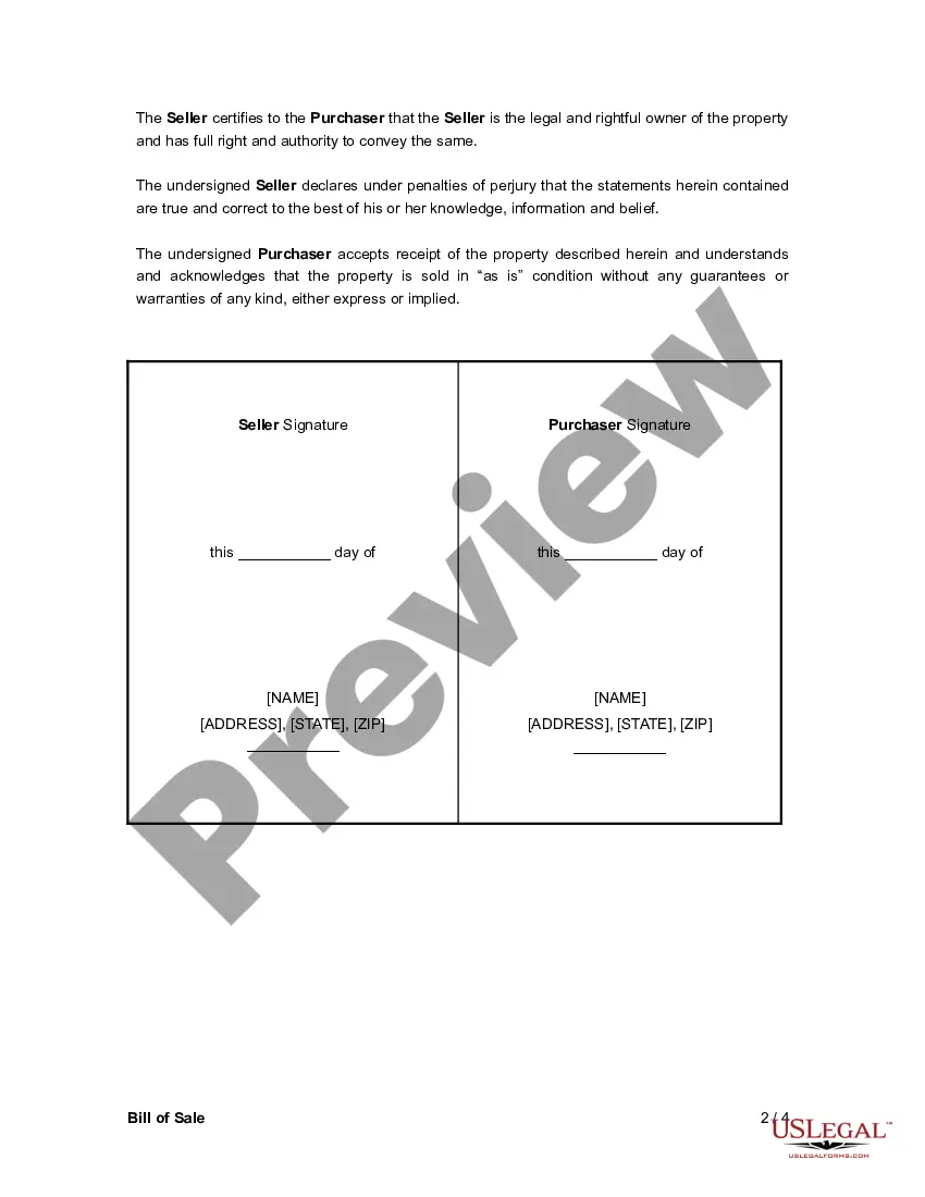 Get Bill of Sale of Property Preview Bill of Sale of Property