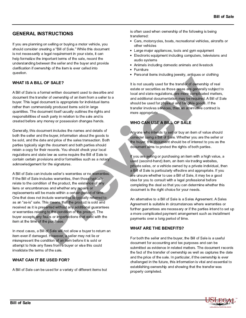 Get Bill of Sale of Property Preview Bill of Sale of Property