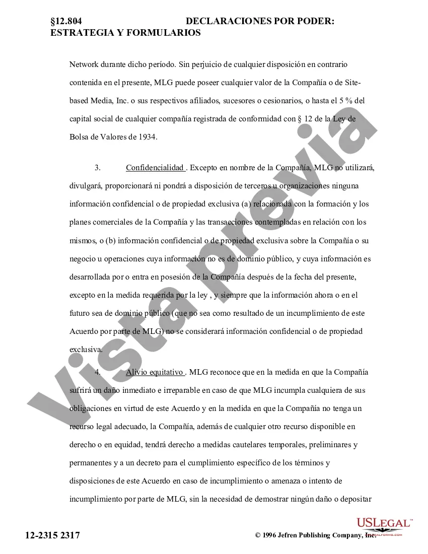 Preview Ejemplo de acuerdo de no competencia entre The MarketLink Group, Ltd. y On Site Media, Inc.