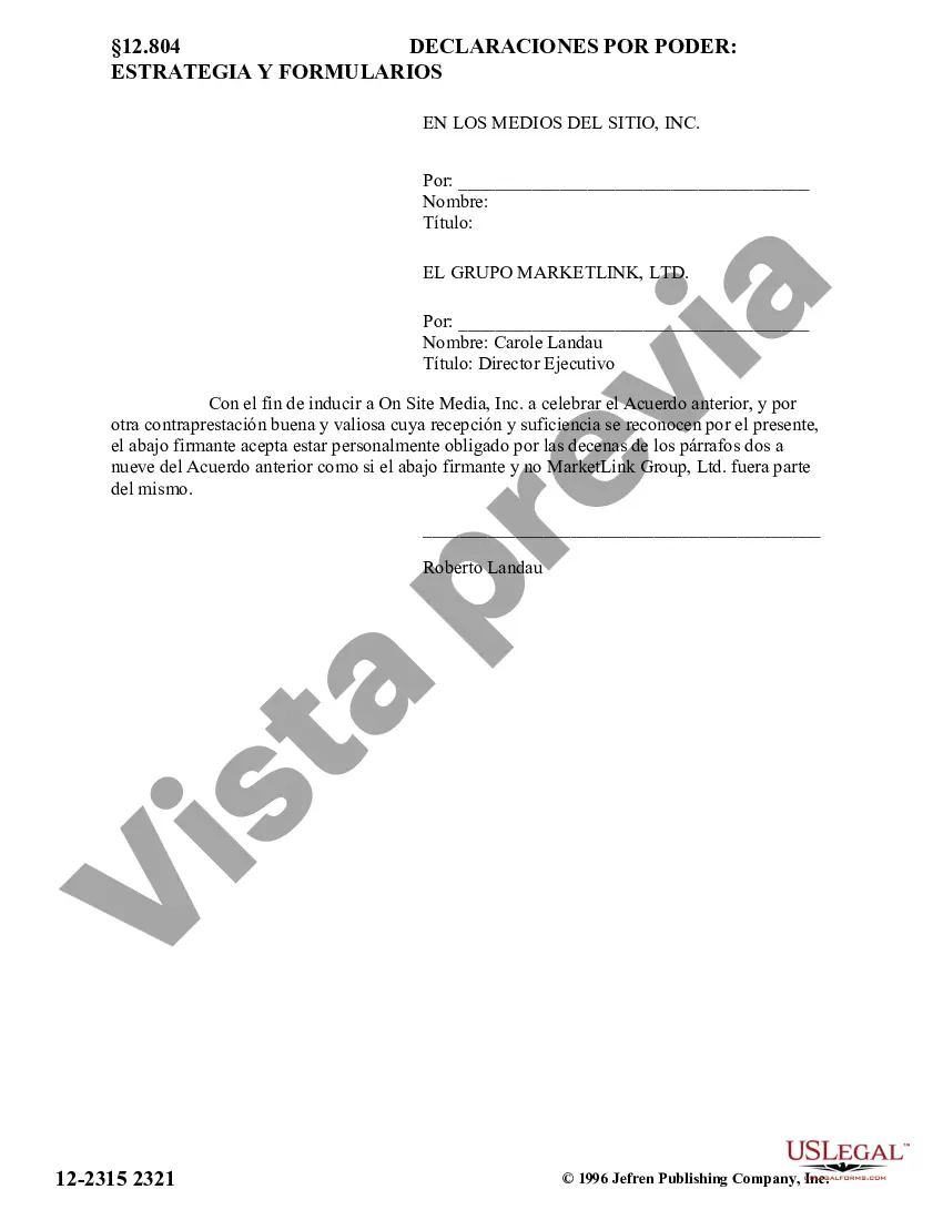 Preview Ejemplo de acuerdo de no competencia entre The MarketLink Group, Ltd. y On Site Media, Inc.