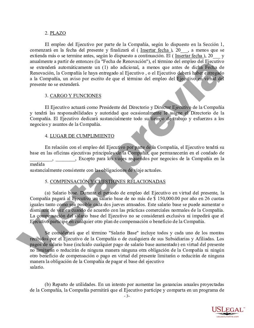 Preview Enmienda a la Sección 5(c) del Acuerdo de Empleo con copia del Acuerdo - En blanco