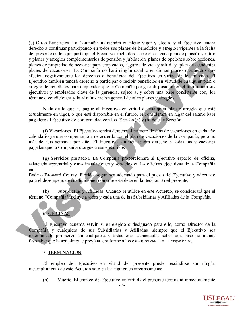Preview Enmienda a la Sección 5(c) del Acuerdo de Empleo con copia del Acuerdo - En blanco