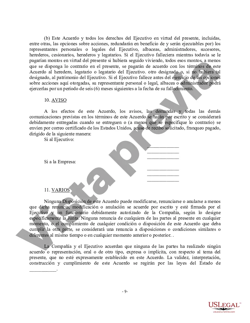 Preview Enmienda a la Sección 5(c) del Acuerdo de Empleo con copia del Acuerdo - En blanco