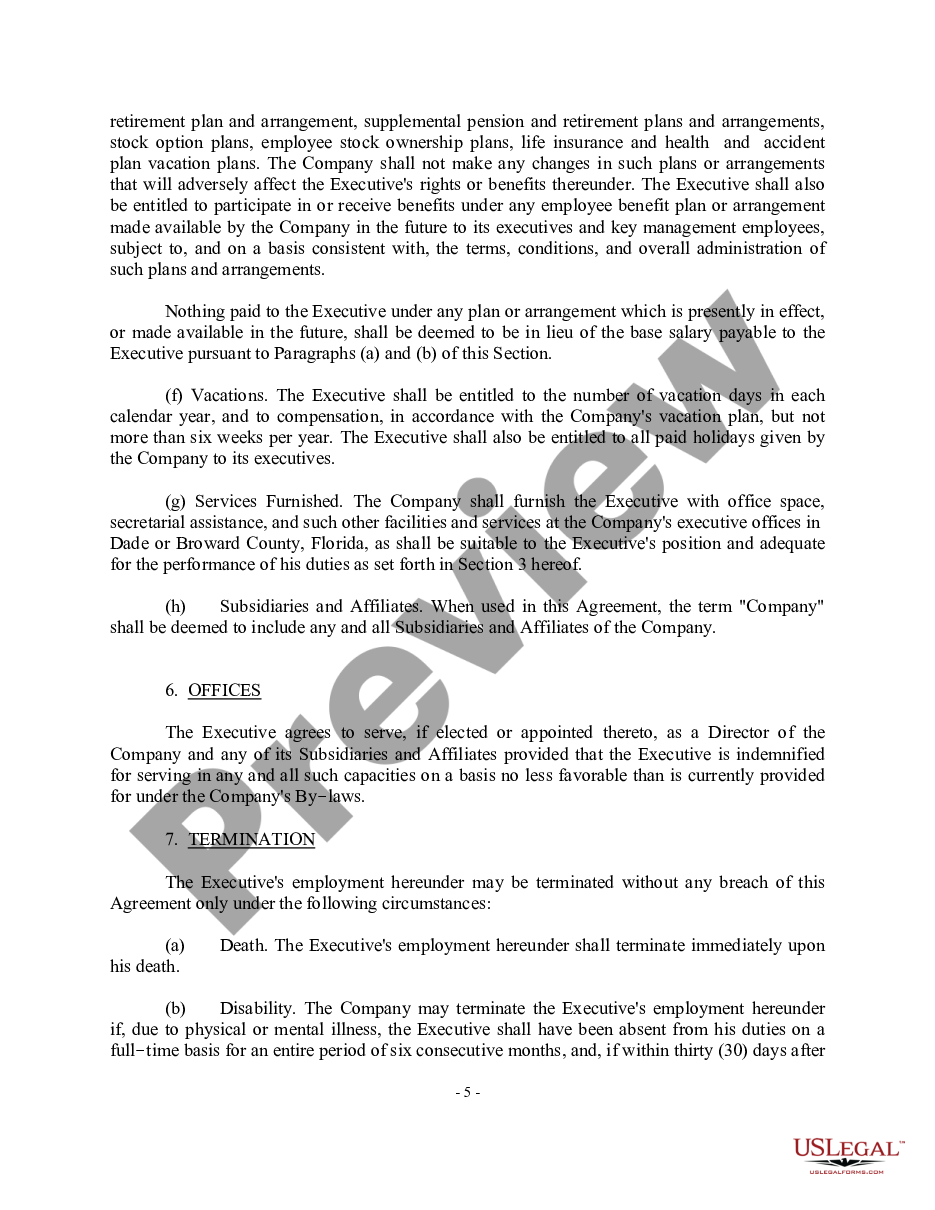 page 4 Amendment to Section 5(c) of Employment Agreement with copy of Agreement - Blank preview