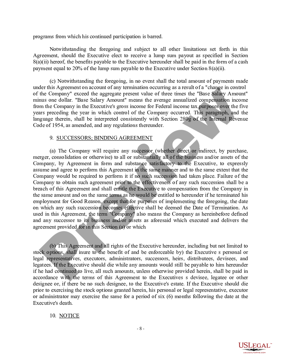 page 7 Amendment to Section 5(c) of Employment Agreement with copy of Agreement - Blank preview