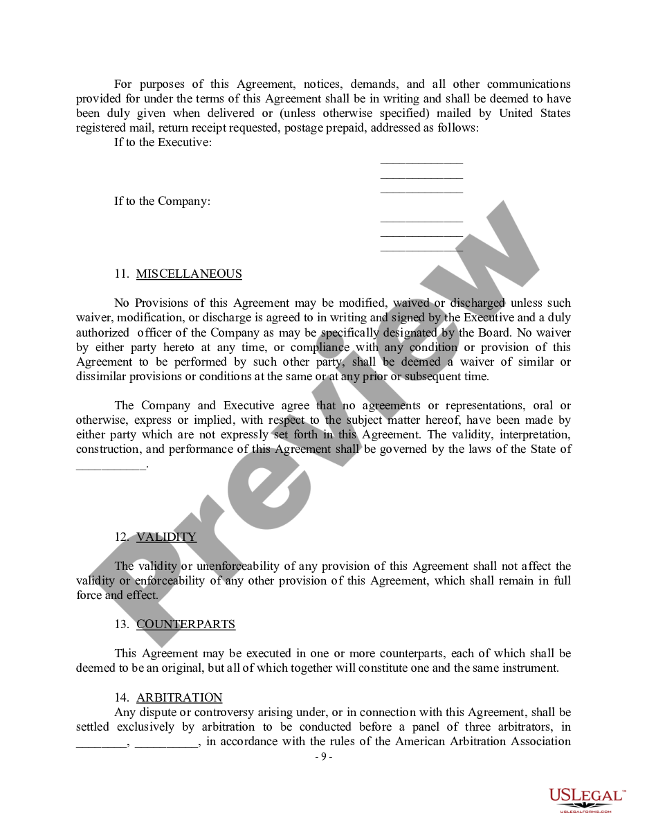 page 8 Amendment to Section 5(c) of Employment Agreement with copy of Agreement - Blank preview