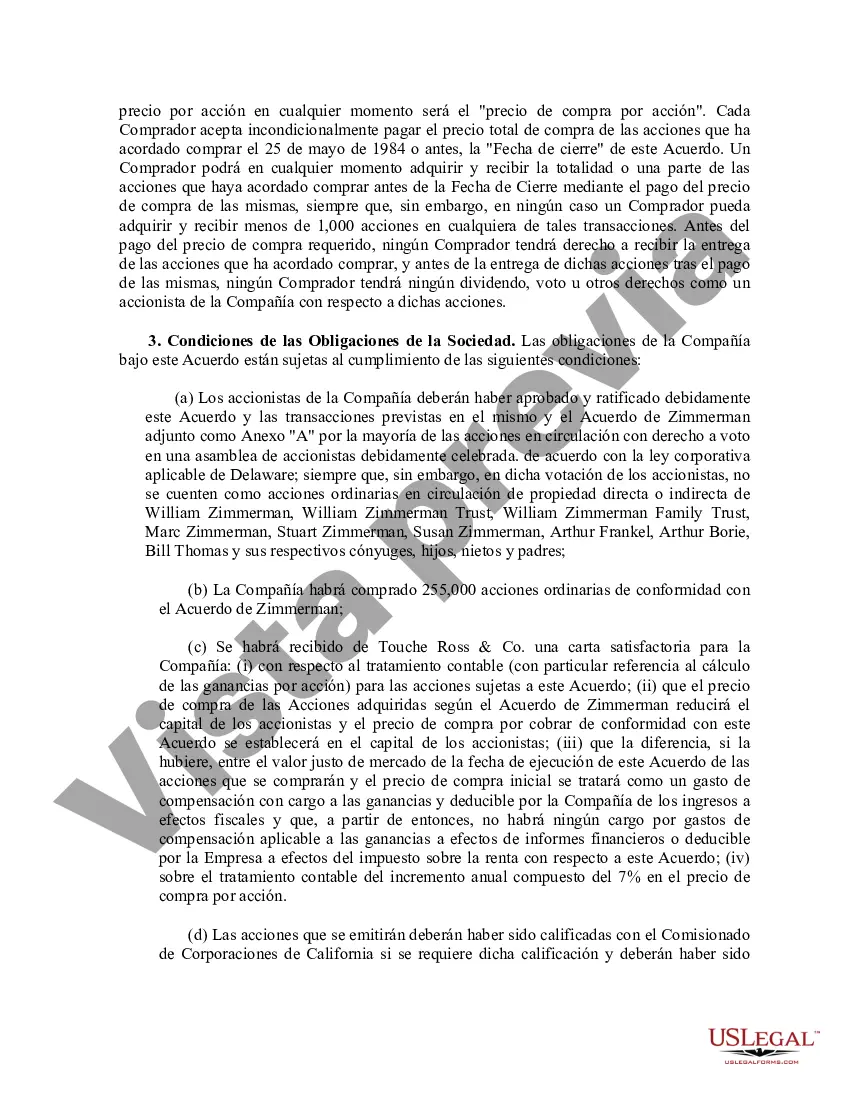 Preview Ejemplo de acuerdo ejecutivo de compra de acciones entre Pic N Save Corporation y los compradores