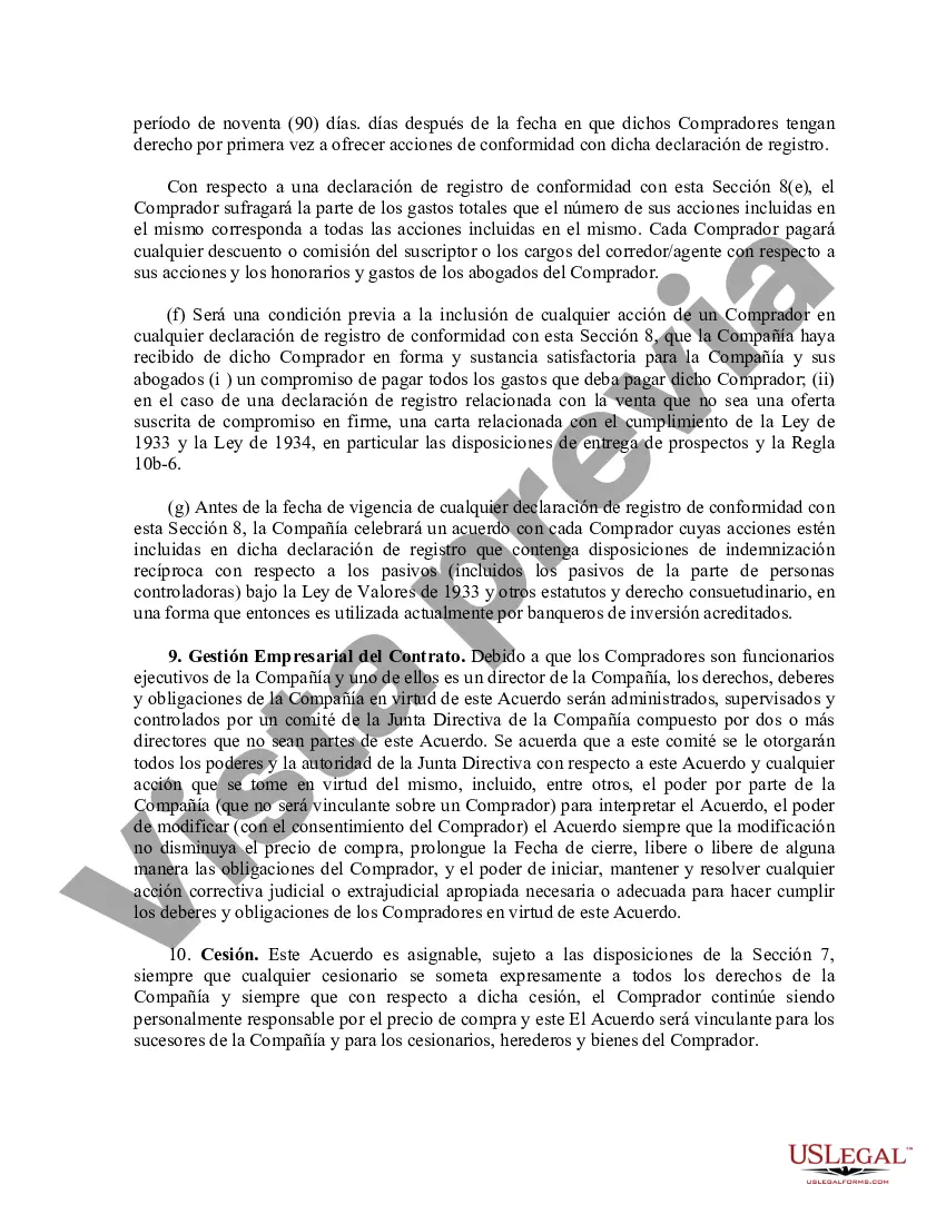 Preview Ejemplo de acuerdo ejecutivo de compra de acciones entre Pic N Save Corporation y los compradores