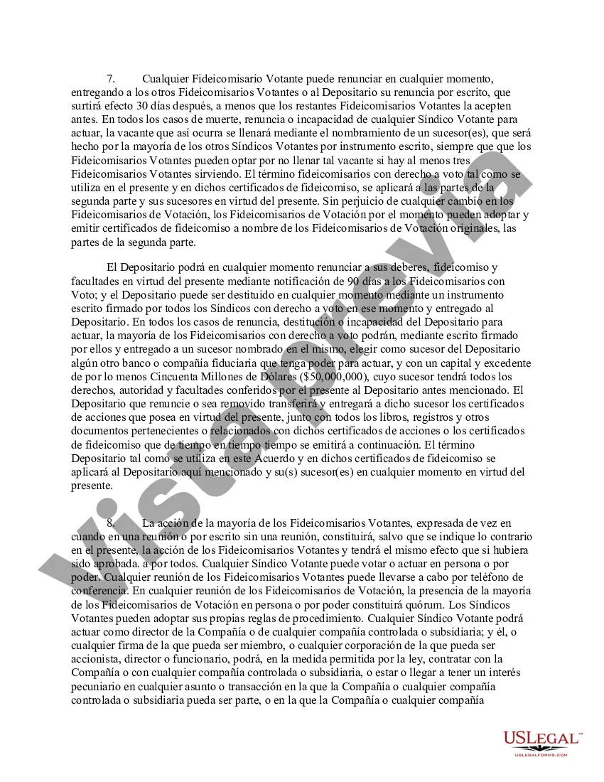 Preview Acuerdo de Fideicomiso de Votación entre Oce-van der Grinten, NY, Voting Trustees, The Central Trust Company NA y ACCESS Corp.
