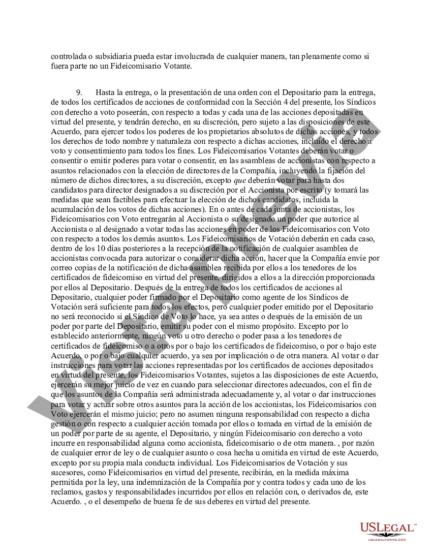 Preview Acuerdo de Fideicomiso de Votación entre Oce-van der Grinten, NY, Voting Trustees, The Central Trust Company NA y ACCESS Corp.