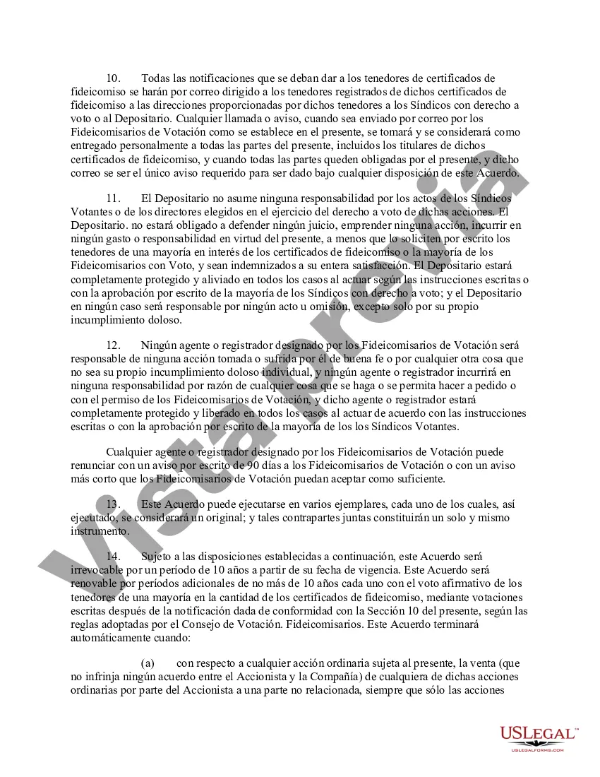 Preview Acuerdo de Fideicomiso de Votación entre Oce-van der Grinten, NY, Voting Trustees, The Central Trust Company NA y ACCESS Corp.