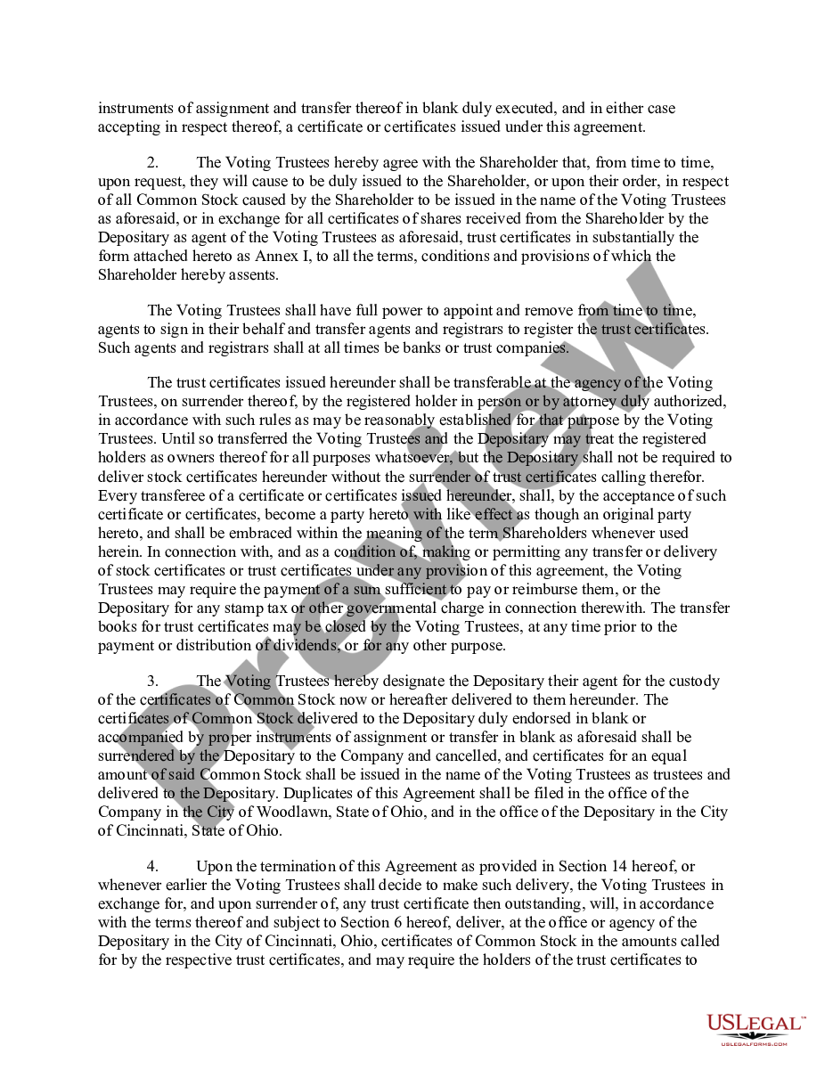 page 1 Voting Trust Agreement between Oce-van der Grinten, N.Y., Voting Trustees, The Central Trust Company N.A., and ACCESS Corp. preview