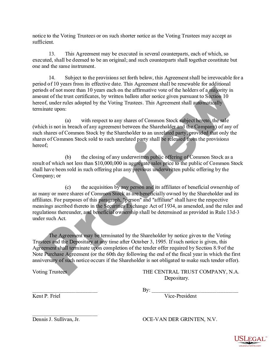 page 5 Voting Trust Agreement between Oce-van der Grinten, N.Y., Voting Trustees, The Central Trust Company N.A., and ACCESS Corp. preview