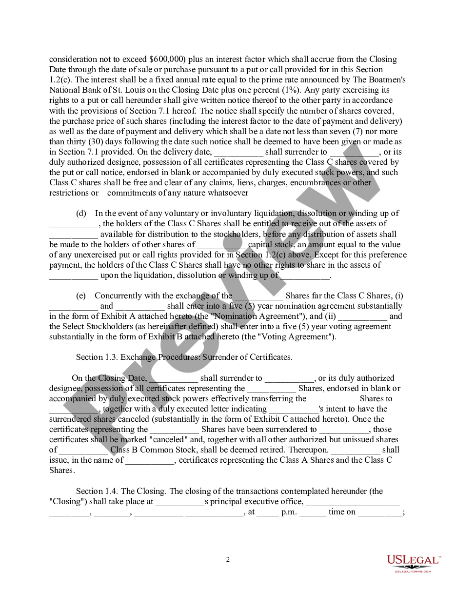 page 1 Share Exchange Agreement with exhibits preview