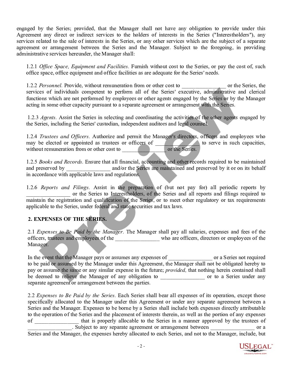 page 1 Management Agreement between a Trust and a Corporation preview