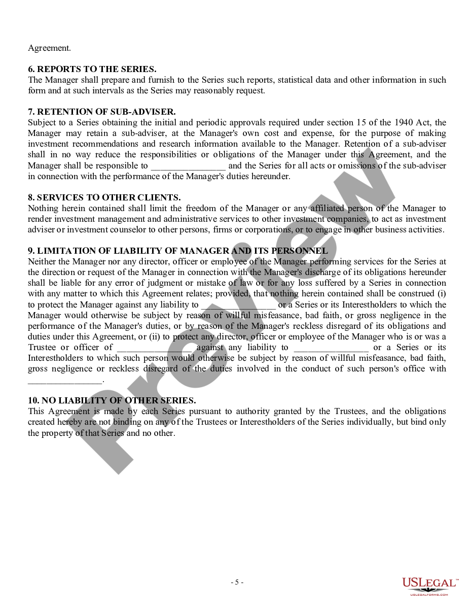 page 4 Management Agreement between a Trust and a Corporation preview