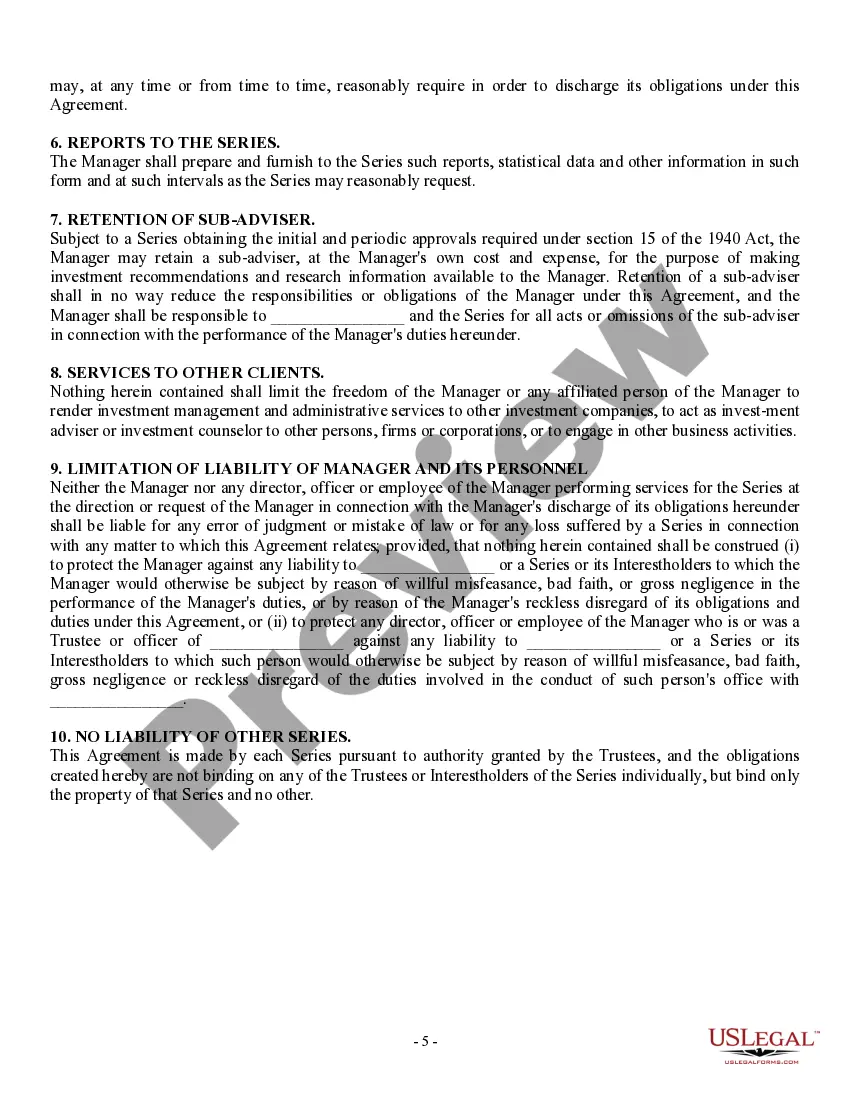 Get Management Agreement between a Trust and a Corporation Preview Management Agreement between a Trust and a Corporation