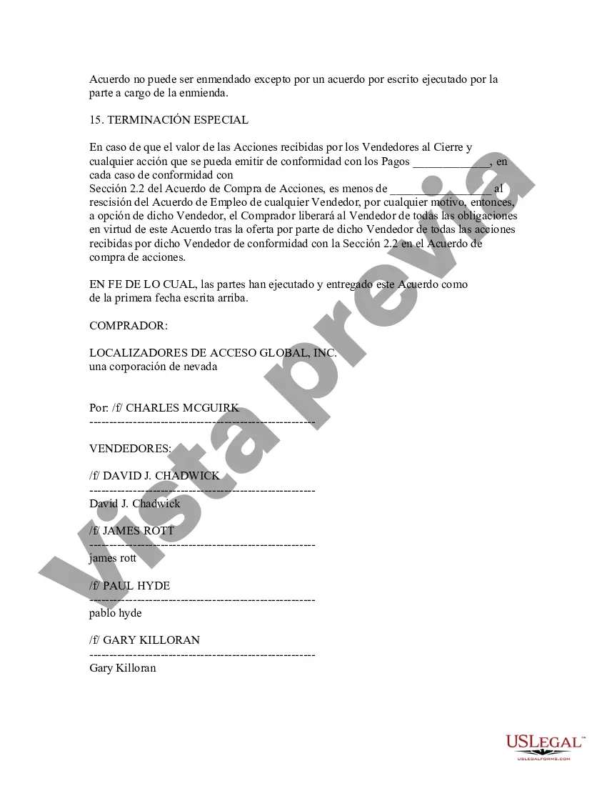 Preview Ejemplo de acuerdo de no competencia: venta de acciones