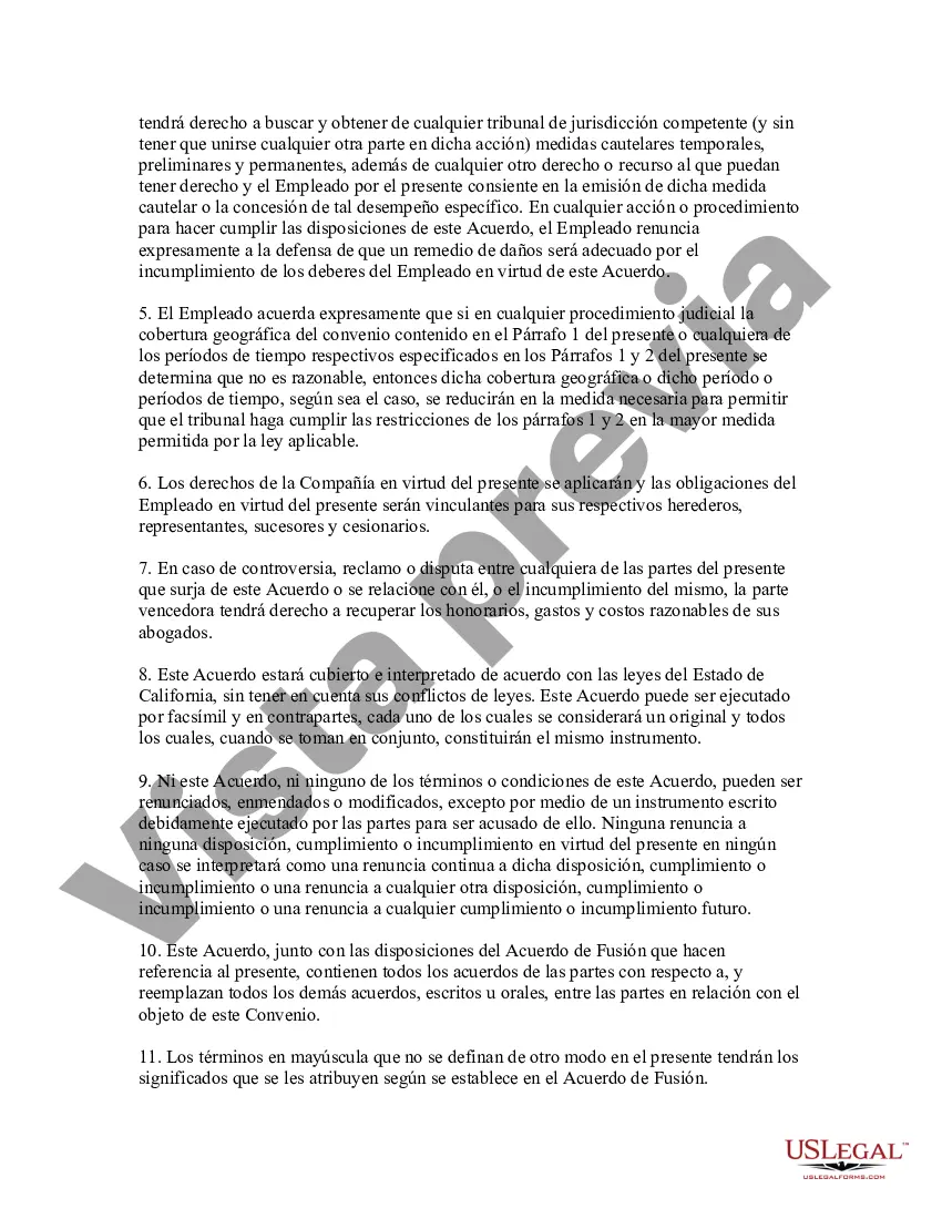 Preview Ejemplo de acuerdo de no competencia entre el empleador de la empresa y el empleado