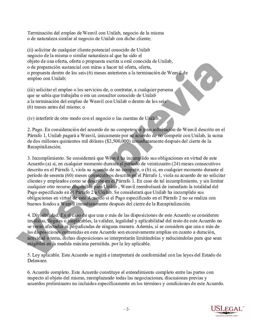 Preview Ejemplo de acuerdo de no competencia y no solicitación