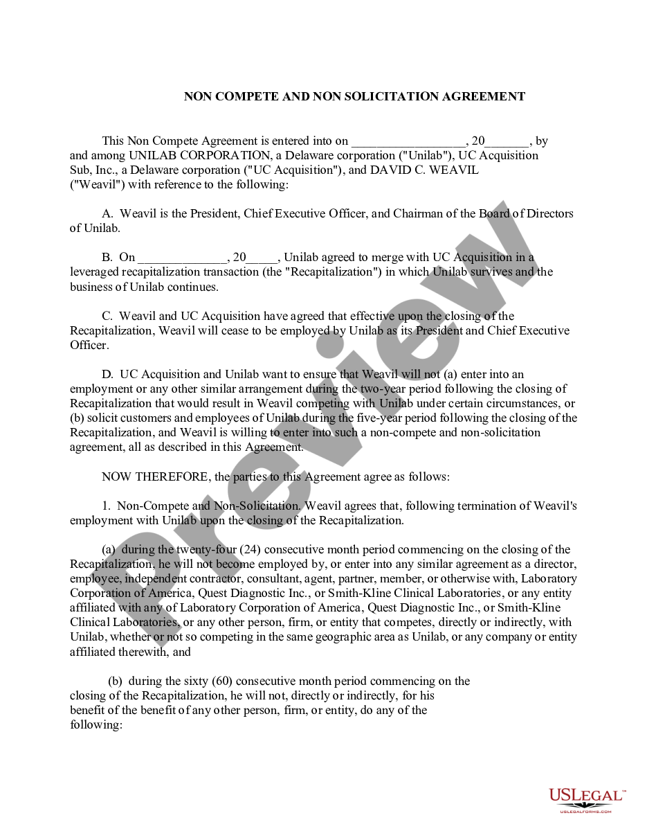 Florida Sample and Nonsolicitation Agreement Non