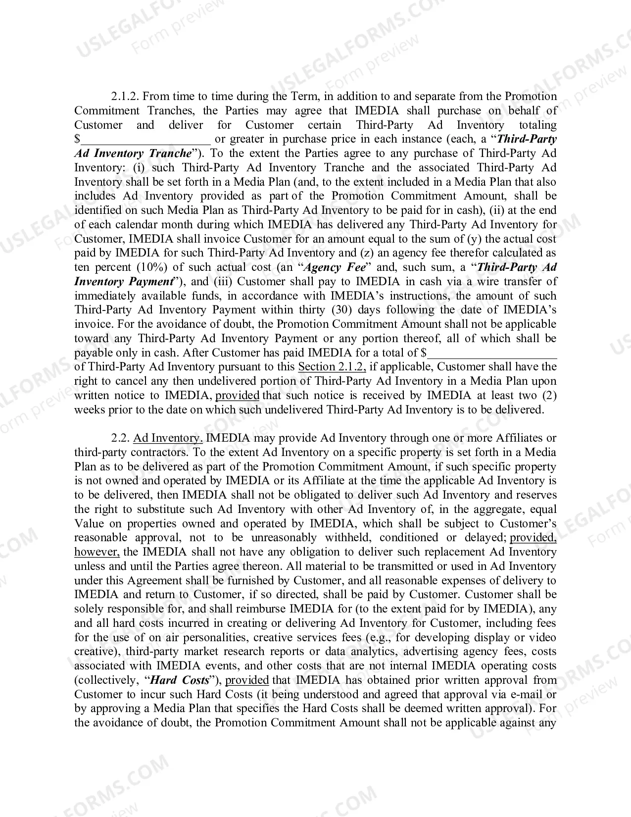 Preview Advertising Agreement