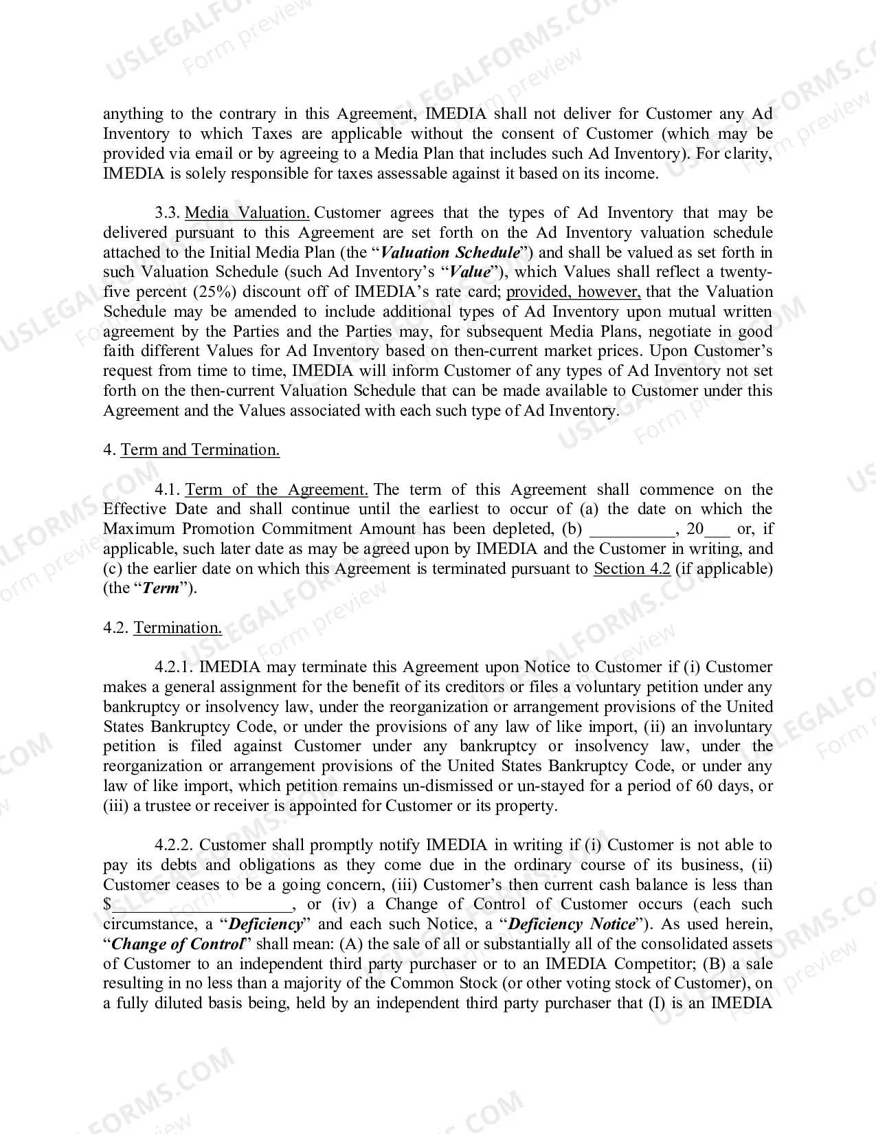 Preview Advertising Agreement