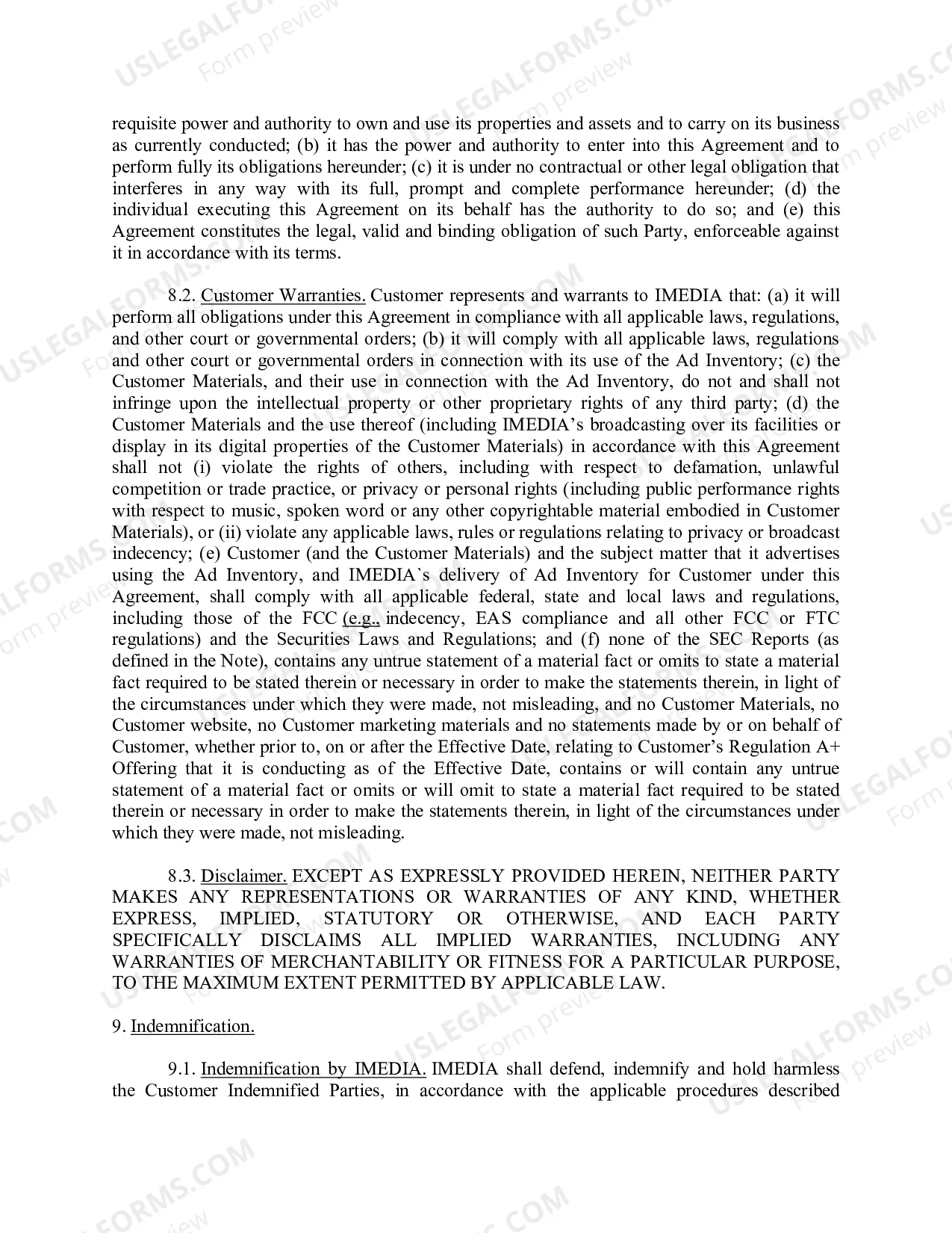 Preview Advertising Agreement