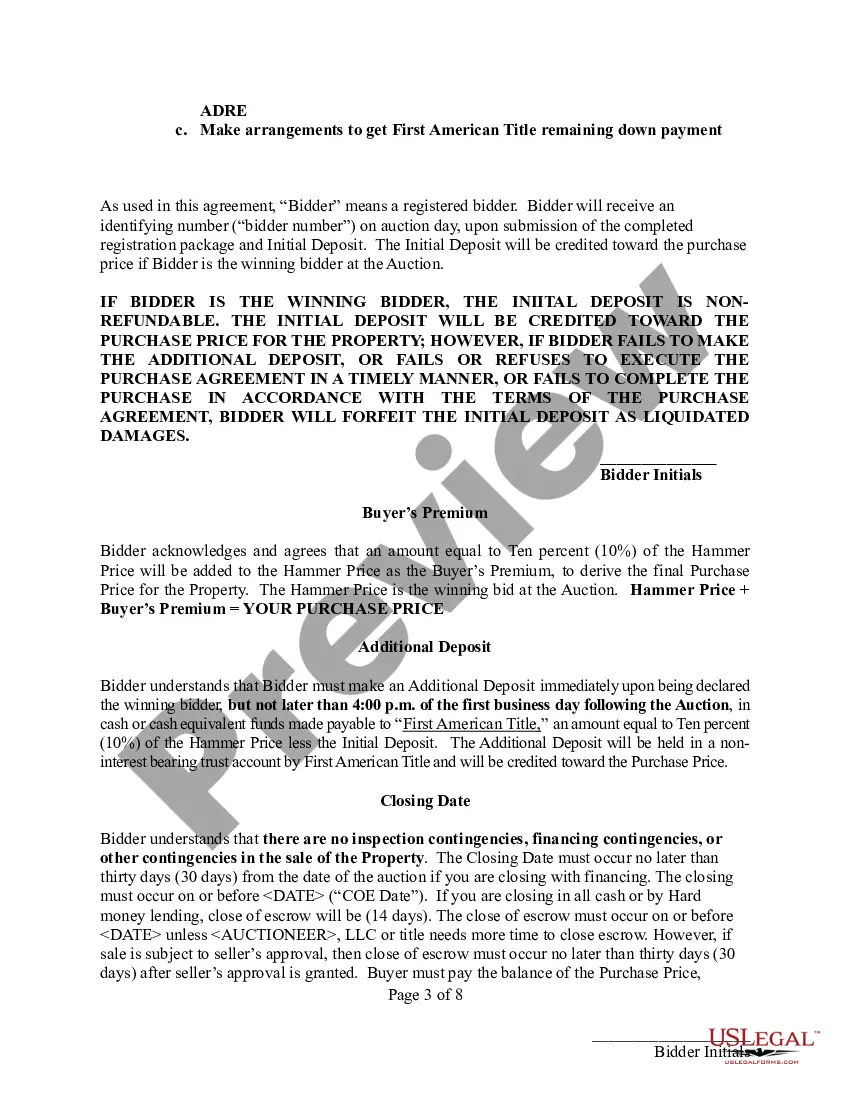 Preview Bidder Registration Agreement - "Bulk Auction"