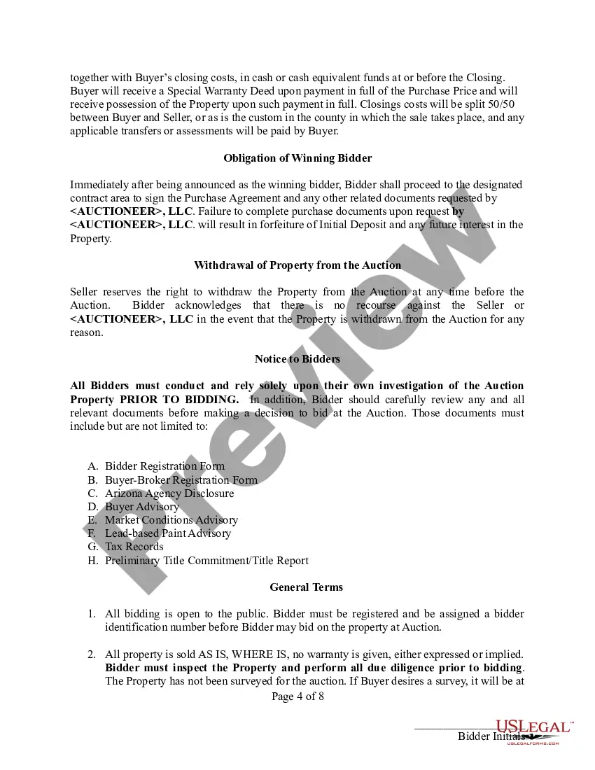 Preview Bidder Registration Agreement - "Bulk Auction"