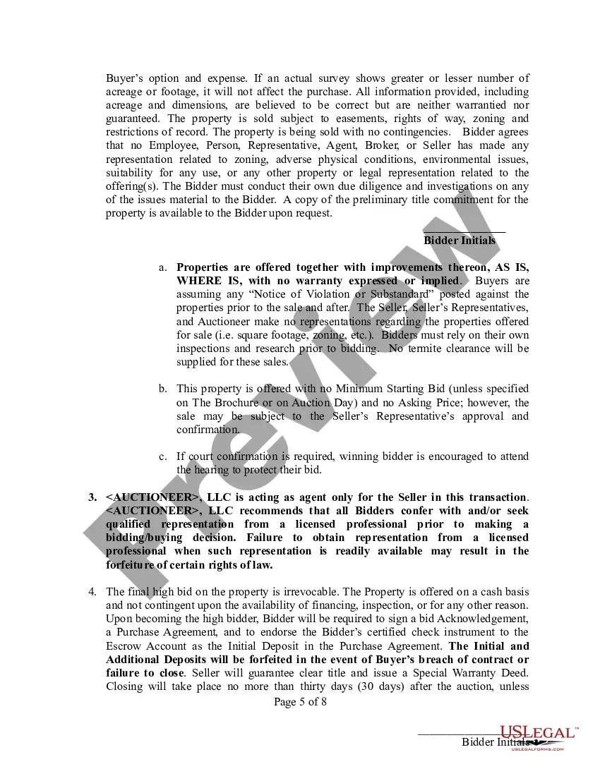 Preview Bidder Registration Agreement - "Bulk Auction"