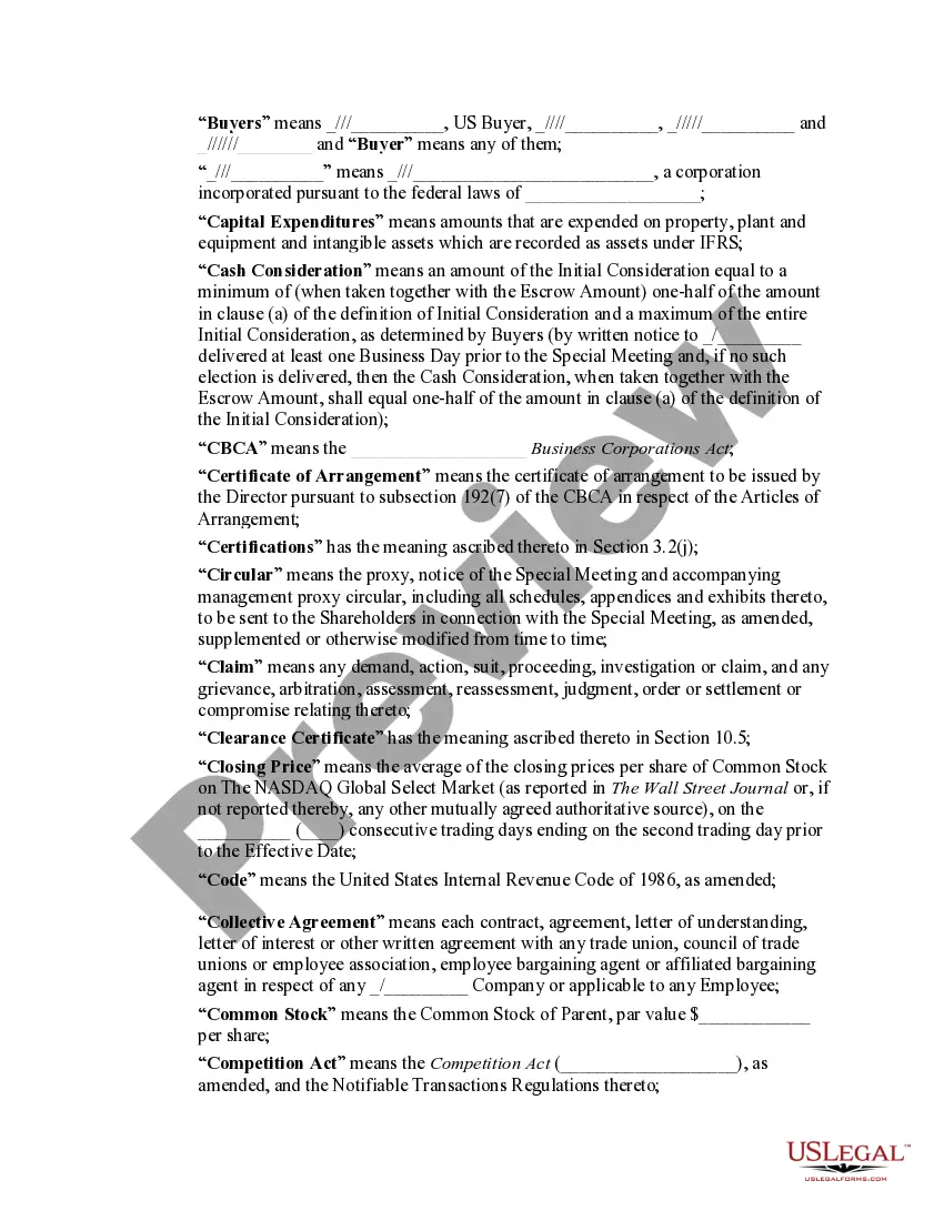 Preview Arrangement Agreement
