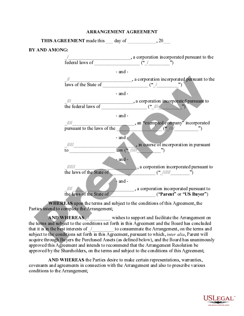 Preview Arrangement Agreement