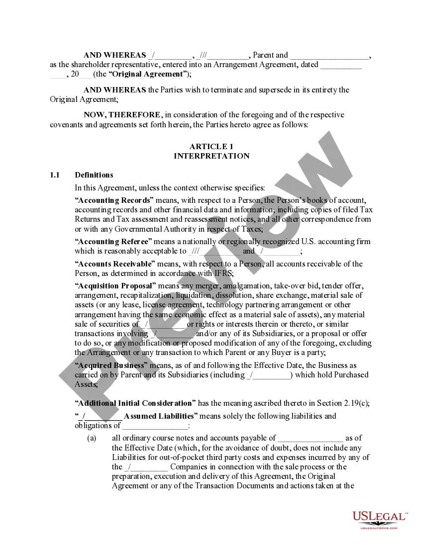 Preview Arrangement Agreement