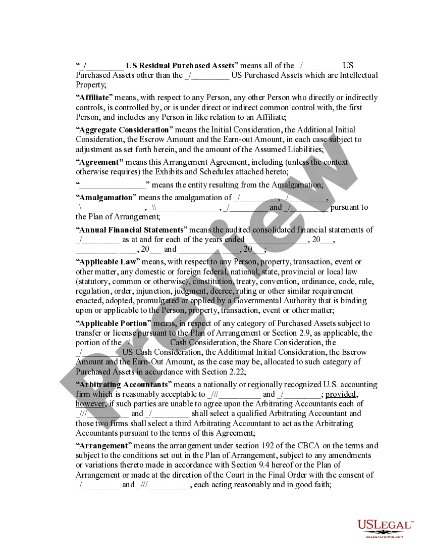 Preview Arrangement Agreement