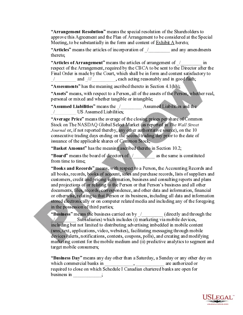 Preview Arrangement Agreement