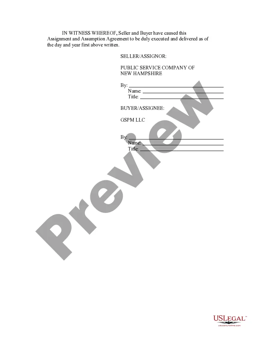 Preview Assignment and Assumption Agreement regarding a National Pollution Discharge And Elimination System Permit
