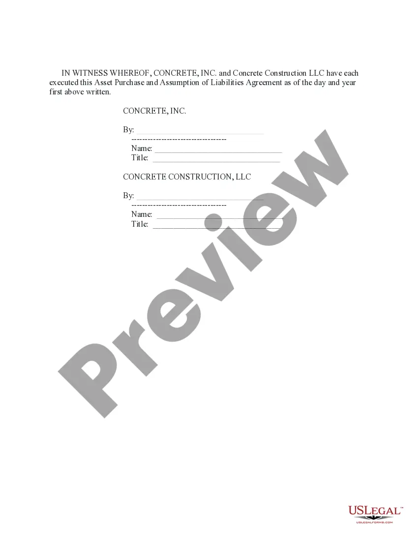 Get Asset Purchase and Assumption of Liabilities Agreement Preview Asset Purchase and Assumption of Liabilities Agreement